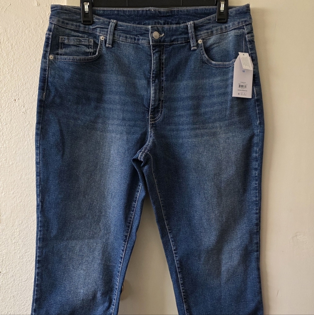 Time and Tru High Rise Straight Leg Ankle Jeans - Blue Denim, Women's Size 16